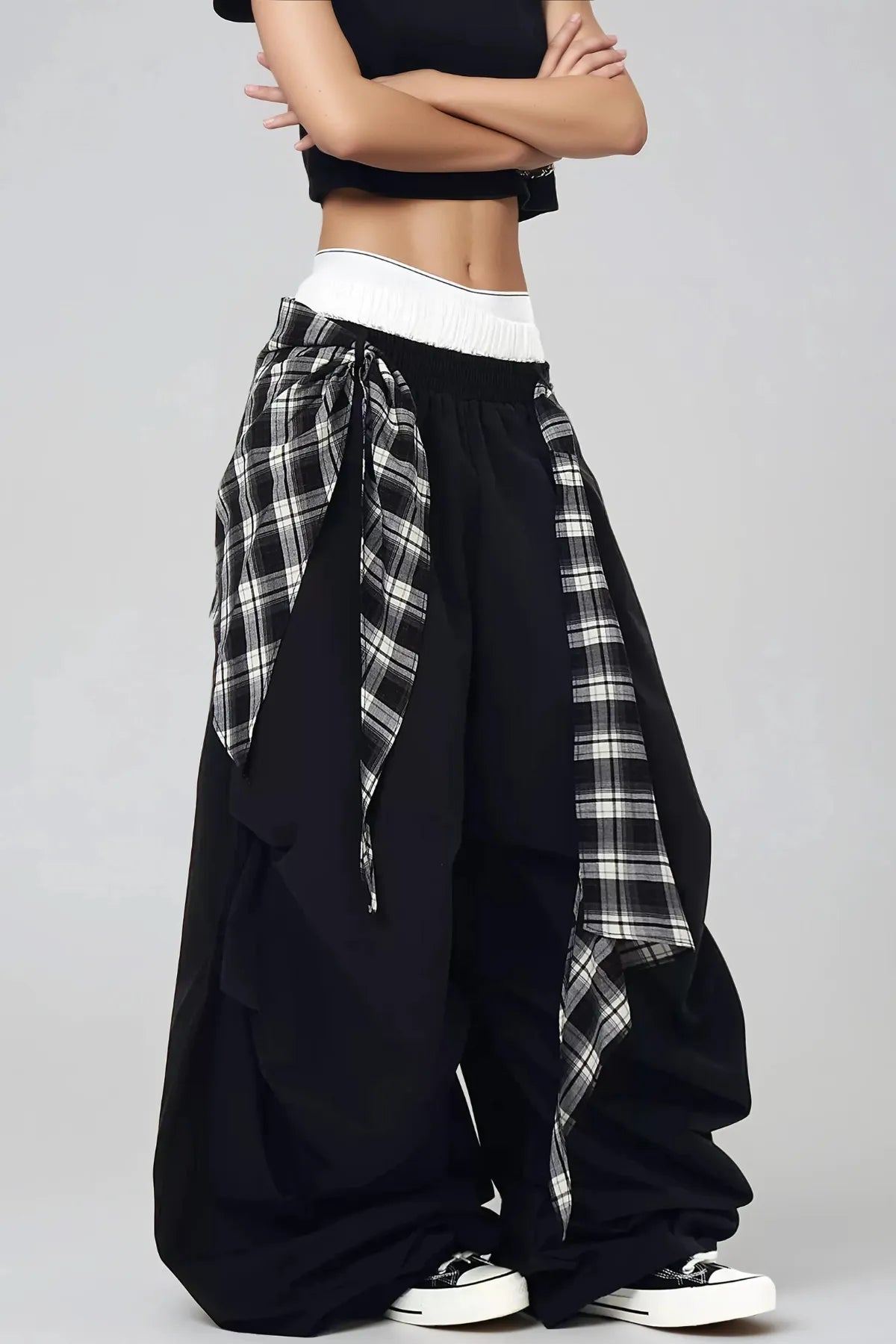 PLAID WRAP PANT