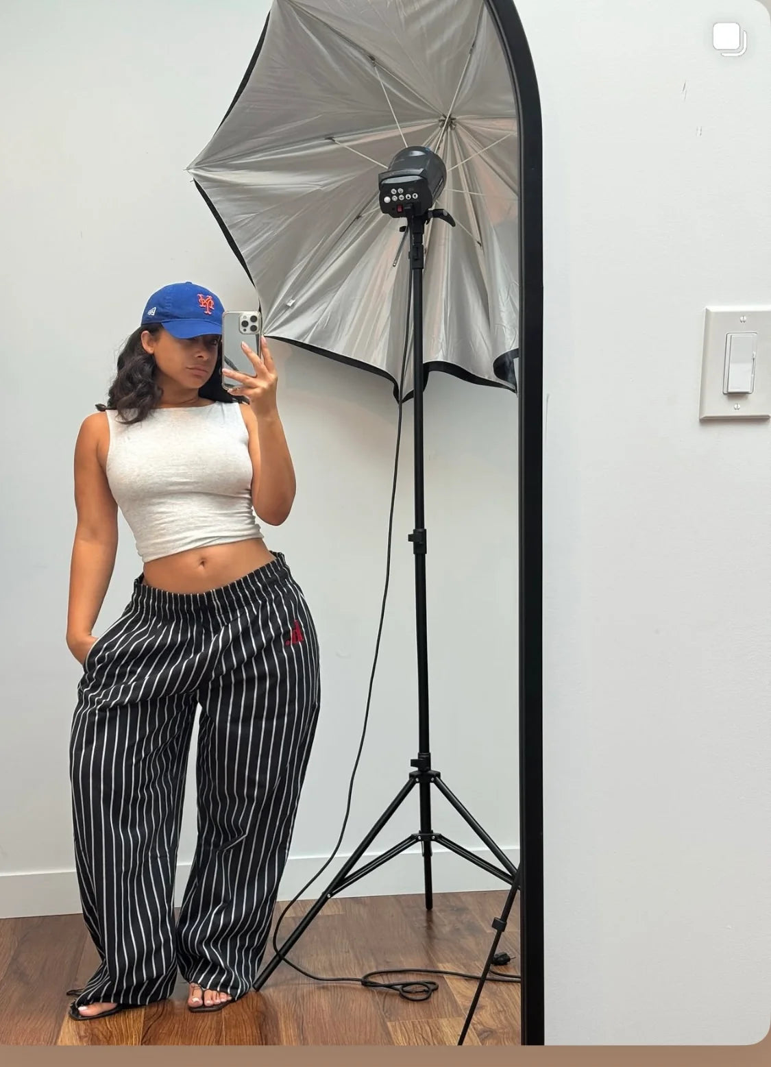 Pinstripe Wide Leg Trouser